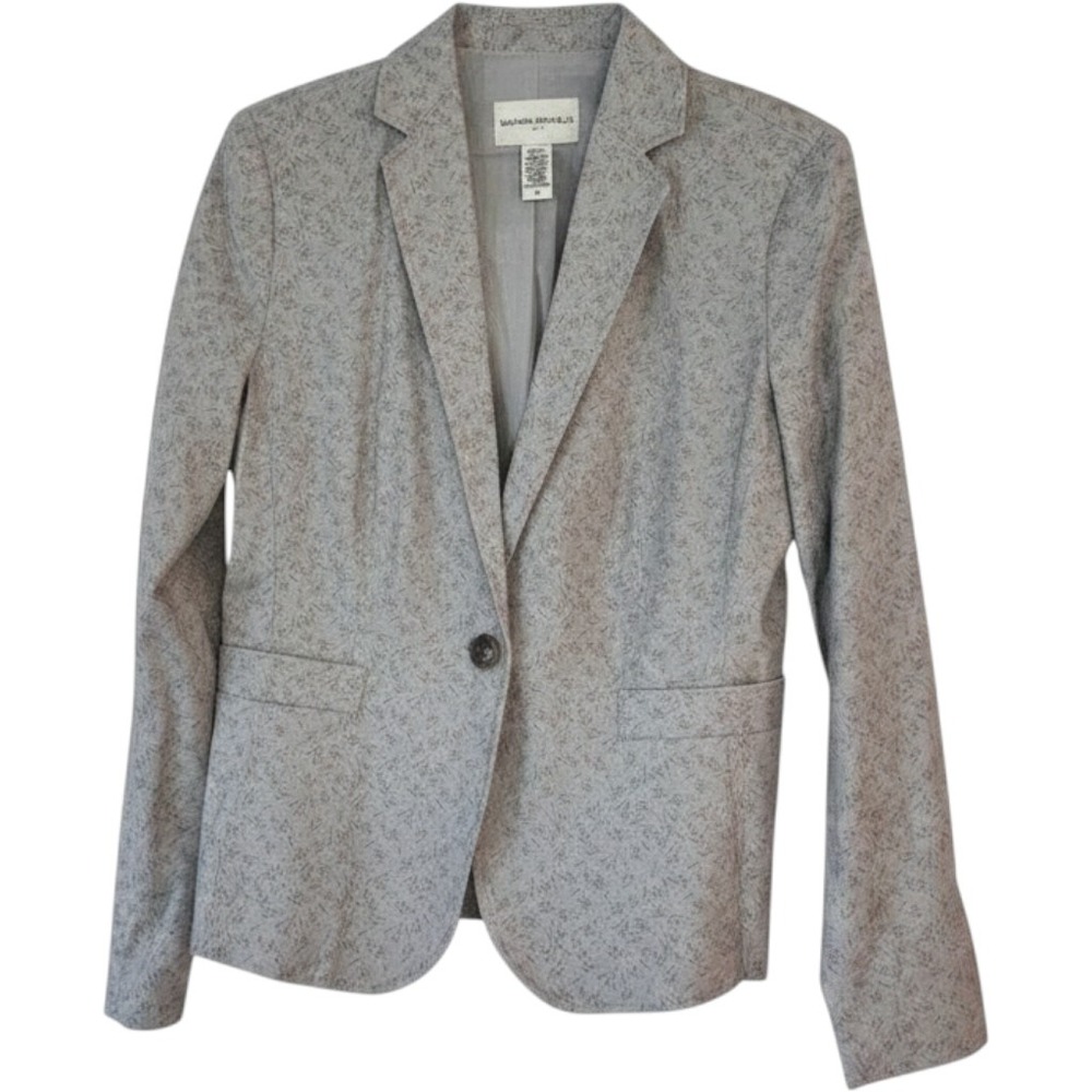 Banana Republic Gray Floral Cotton Stretch One Button Blazer Jacket Size 10